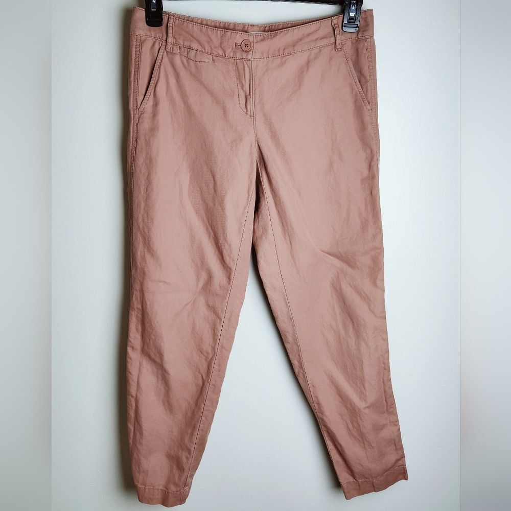 Ann Taylor LOFT Marisa Ankle Pants Linen Cotton Blend Slim Fit, Size 2